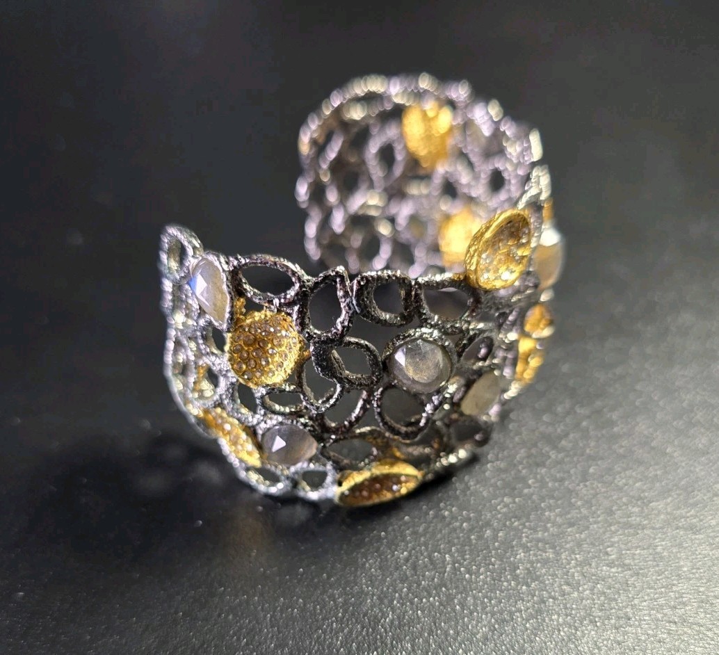 Alexis Bittar Ruthenium & Yellow Gold Plate Moonstone Bracelet