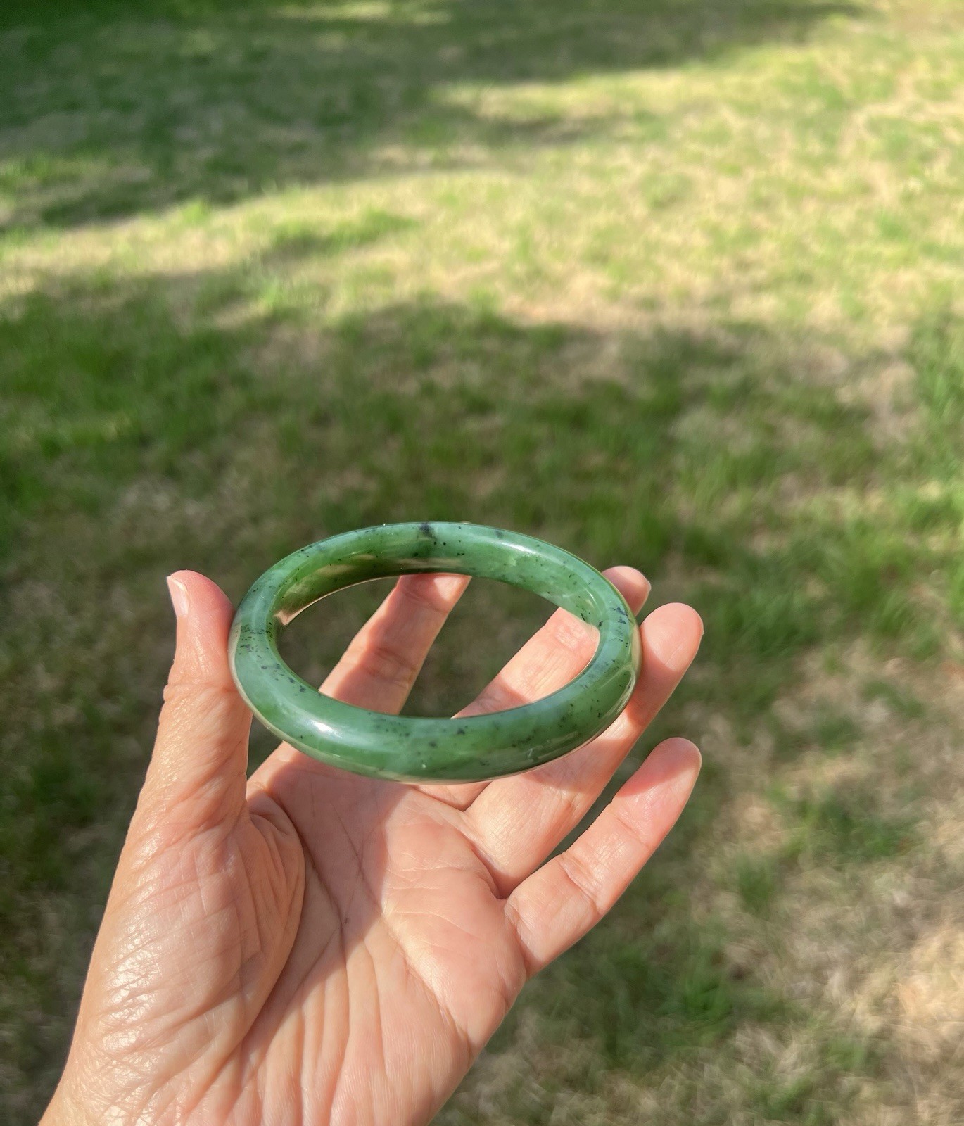 XXL 63.5mm Genuine Green Nephrite Jade Bangle Bracelet B729 2