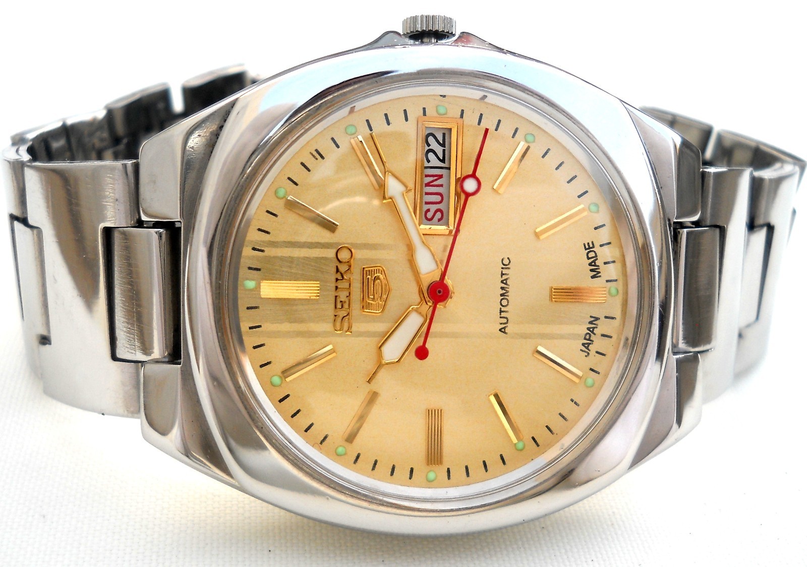Vintage Seiko 5 Automatic 6119 Japan Men Watch – Aftermarket Gold Sunburst Dial