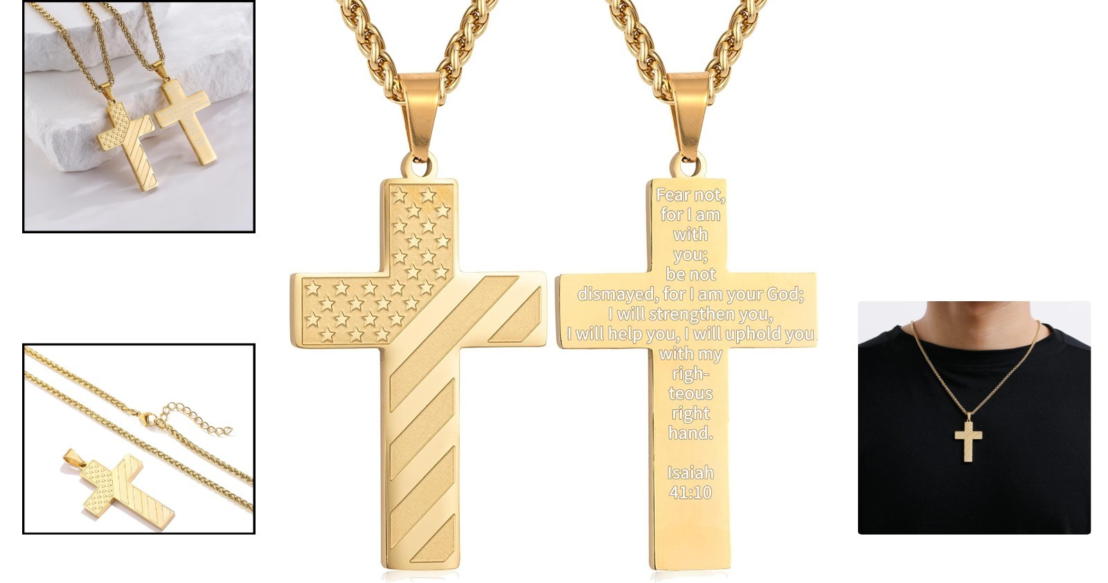 Patriotic American Flag Cross Necklace – Elegant Religious Jewelry for All Ages