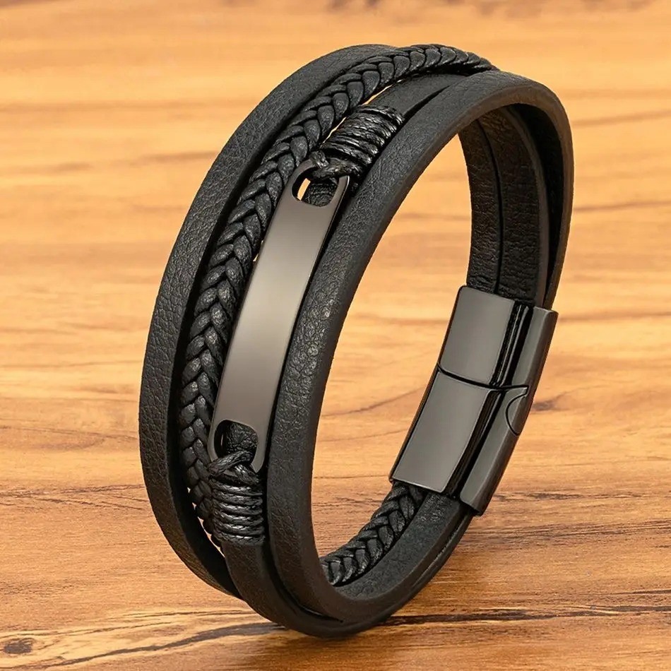 Men’s Multi-Strand Braided Leather Wrap Bracelet