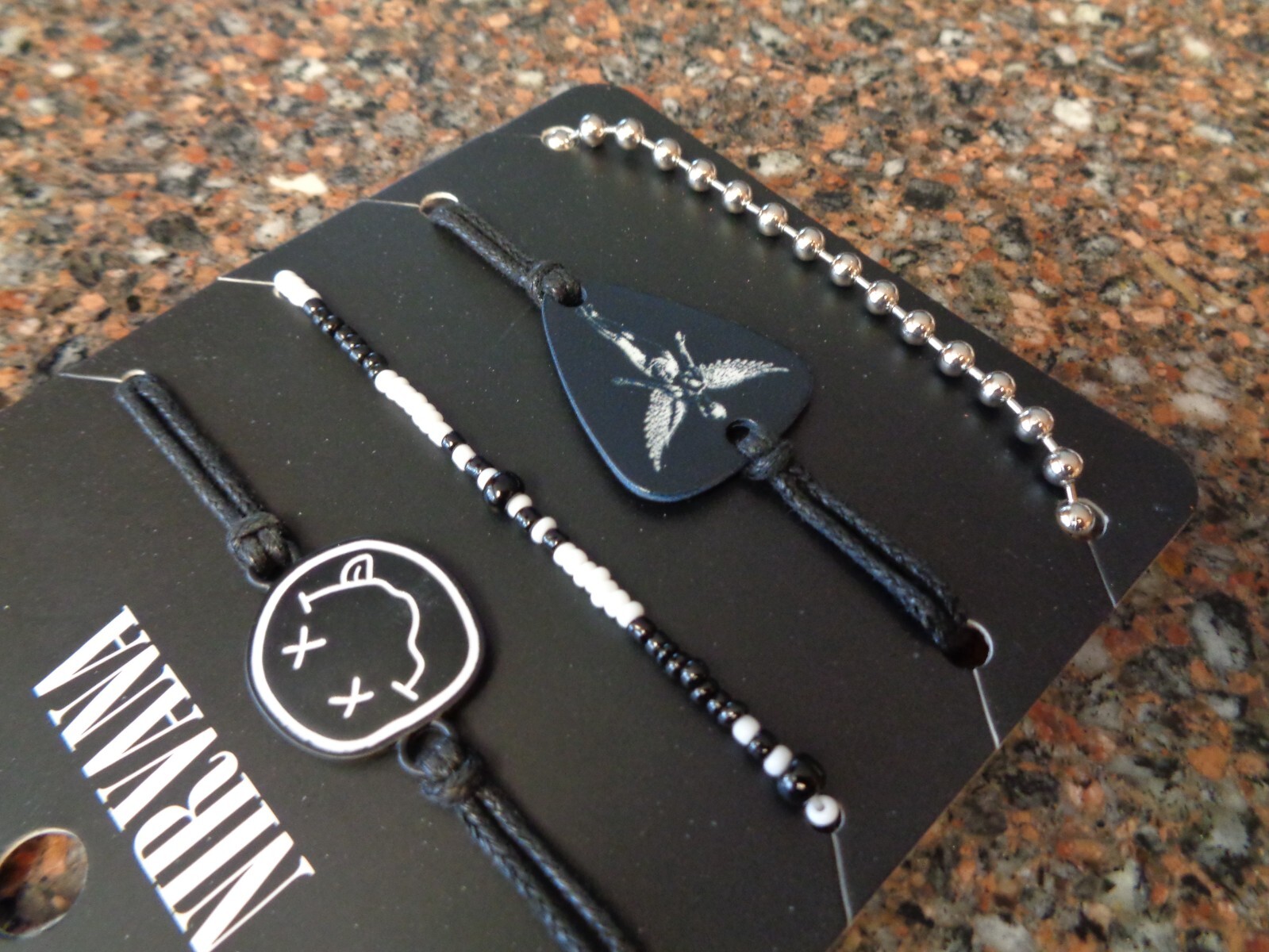 Nirvana Icons Bracelet Set 4 Guitar Pick In Utero Angel Smiley Face Logo Cobain