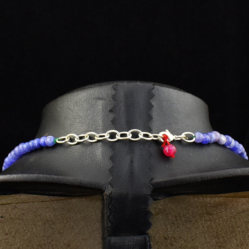 90.00 Cts Earth Mined Ruby, Emerald & Sapphire Round Beads Necklace JK 04E203