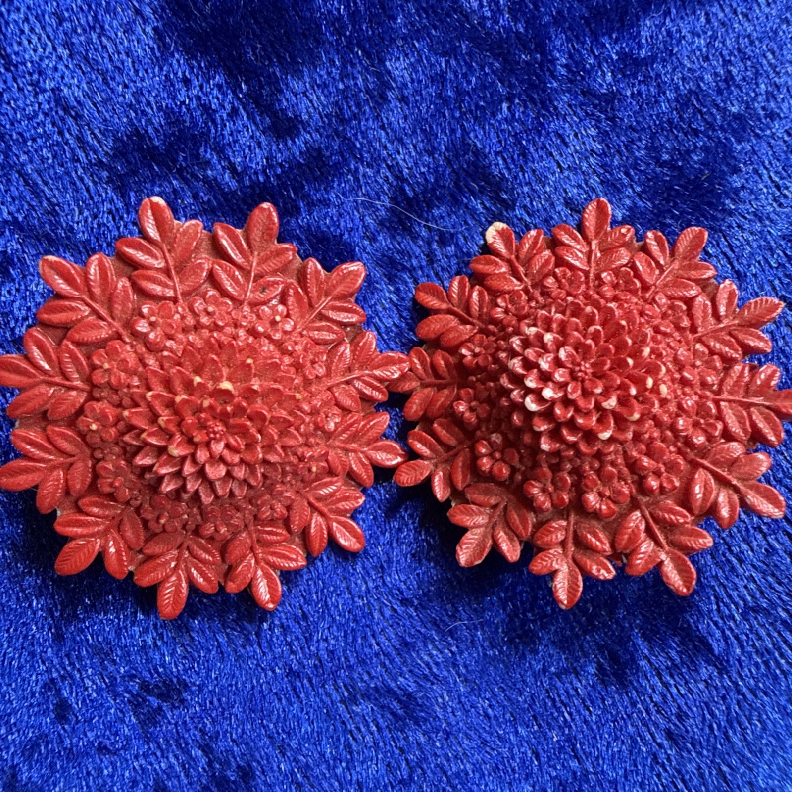 Vintage Clip On Earrings Lot of 3 Pairs Costume Jewelry Red White Mix Materials