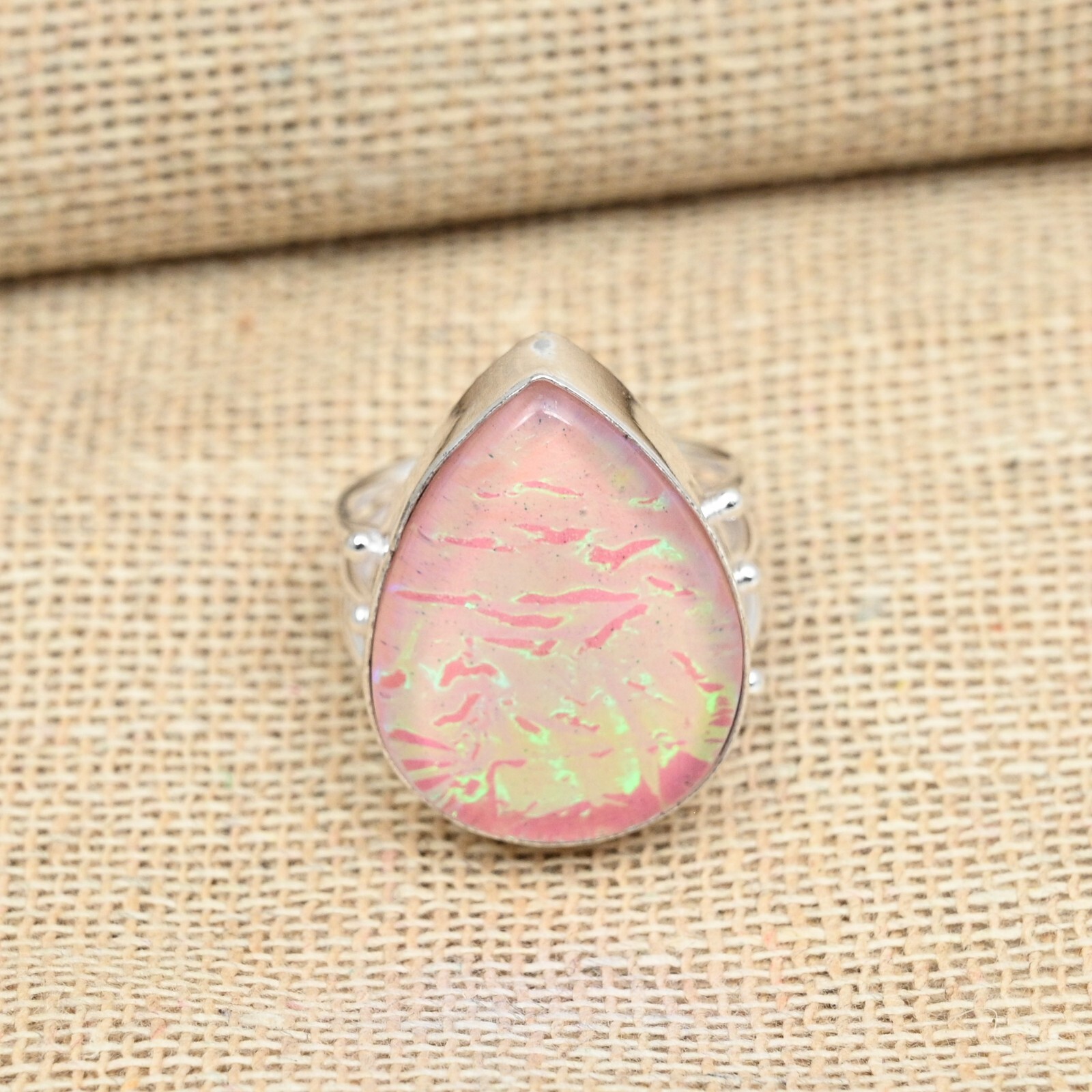 Pink Triplet Opal Gemstone Handmade 925 Sterling Silver Ring Jewelry