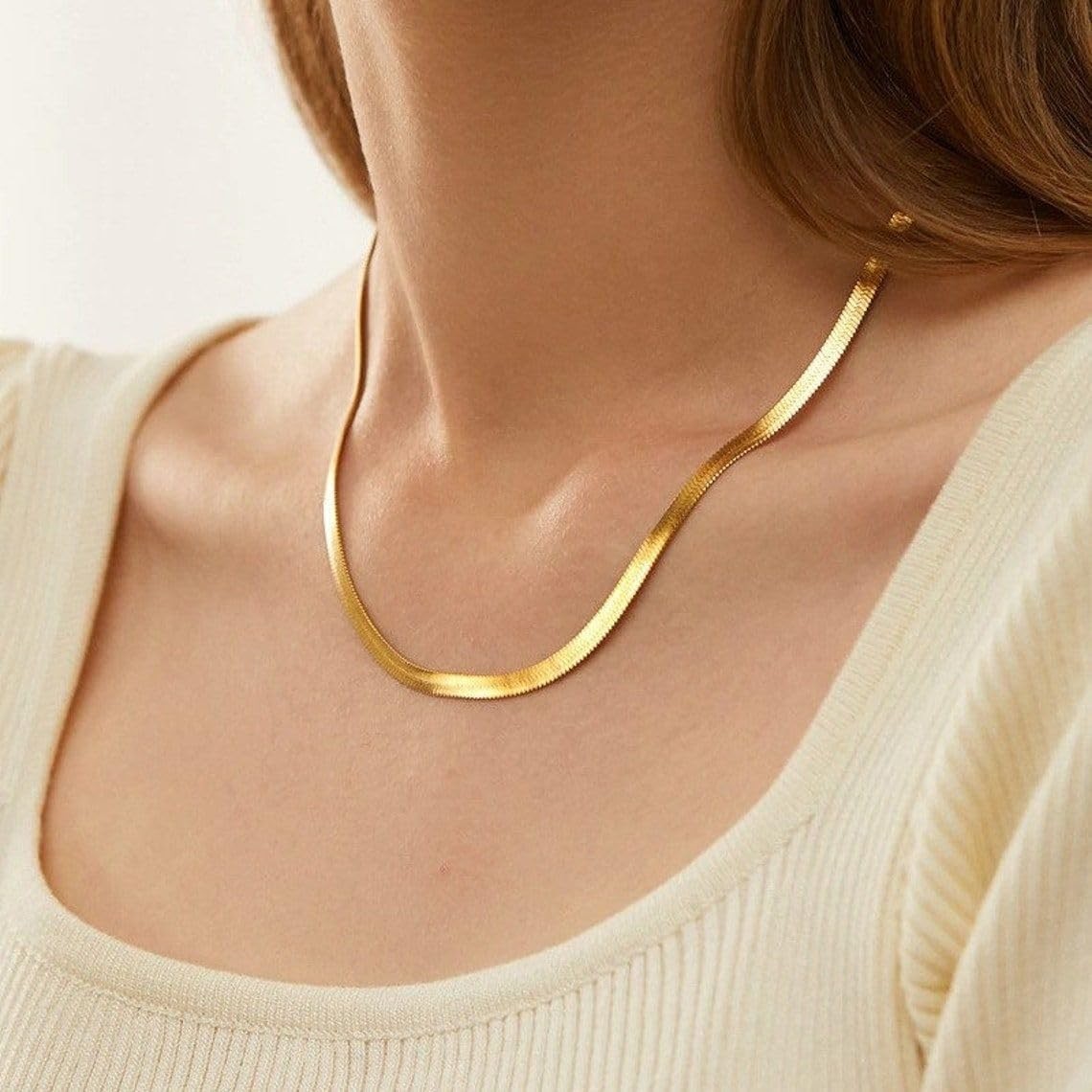 Simple Elegance: 5mm Gold Plated Choker Necklace for Women – Includes Gift Box
