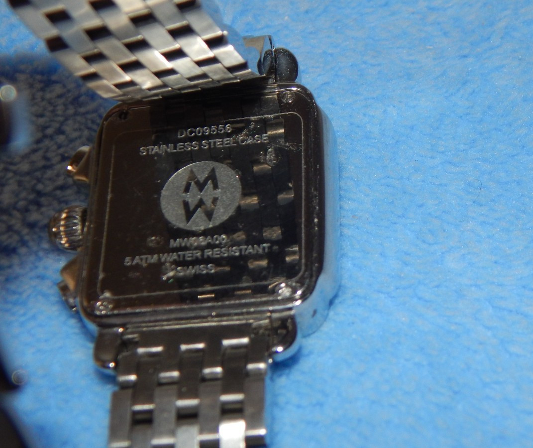 MICHELE Deco Diamond MW06A00 Chronograph Stainless Steel MOP 35mm Watch 50m