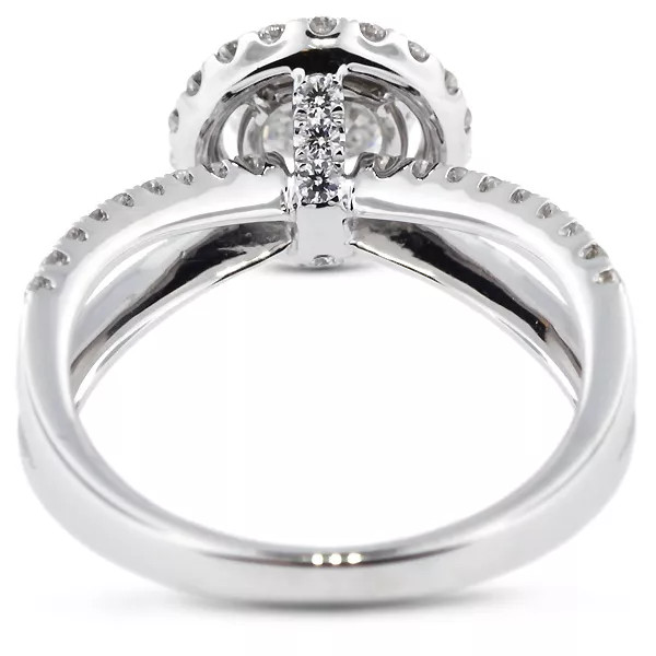 18K Gold Side Stone Engagement Ring Halo 1.95 CT Round Lab-Grown Diamond F SI1