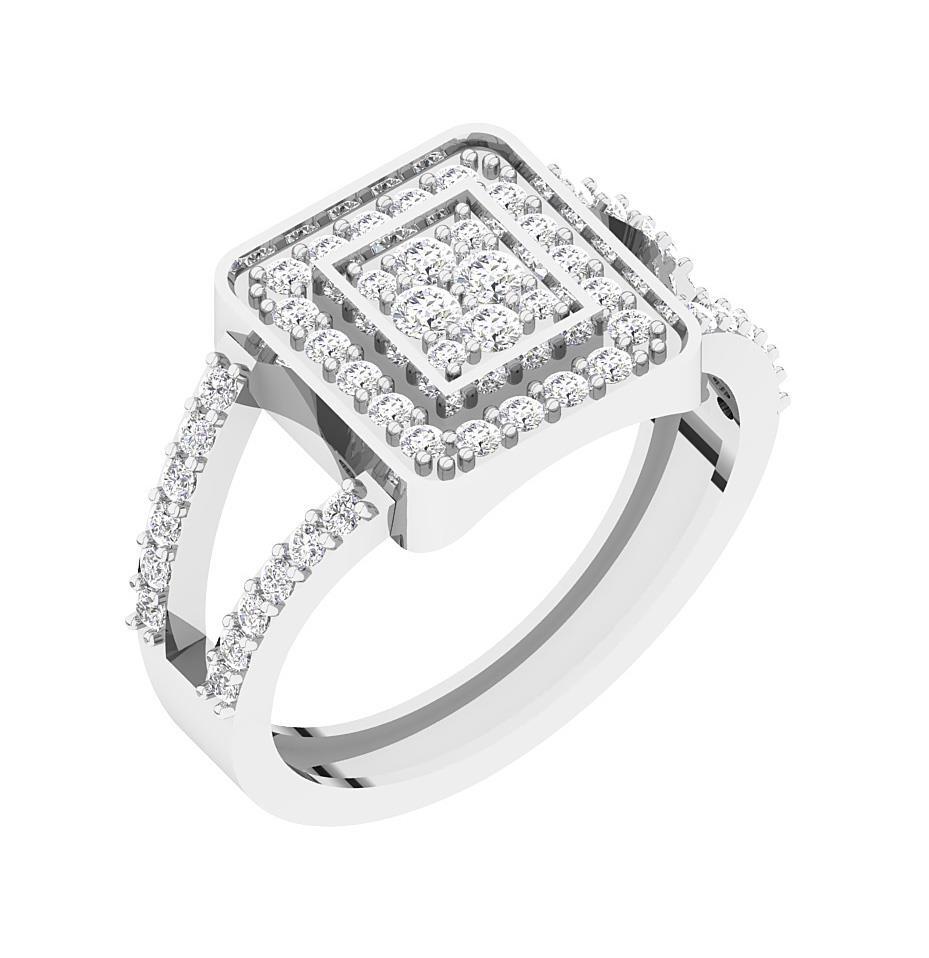 14K Rose Gold Square Right Hand Wedding Ring SI1 G 0.75 Carat Natural Diamond