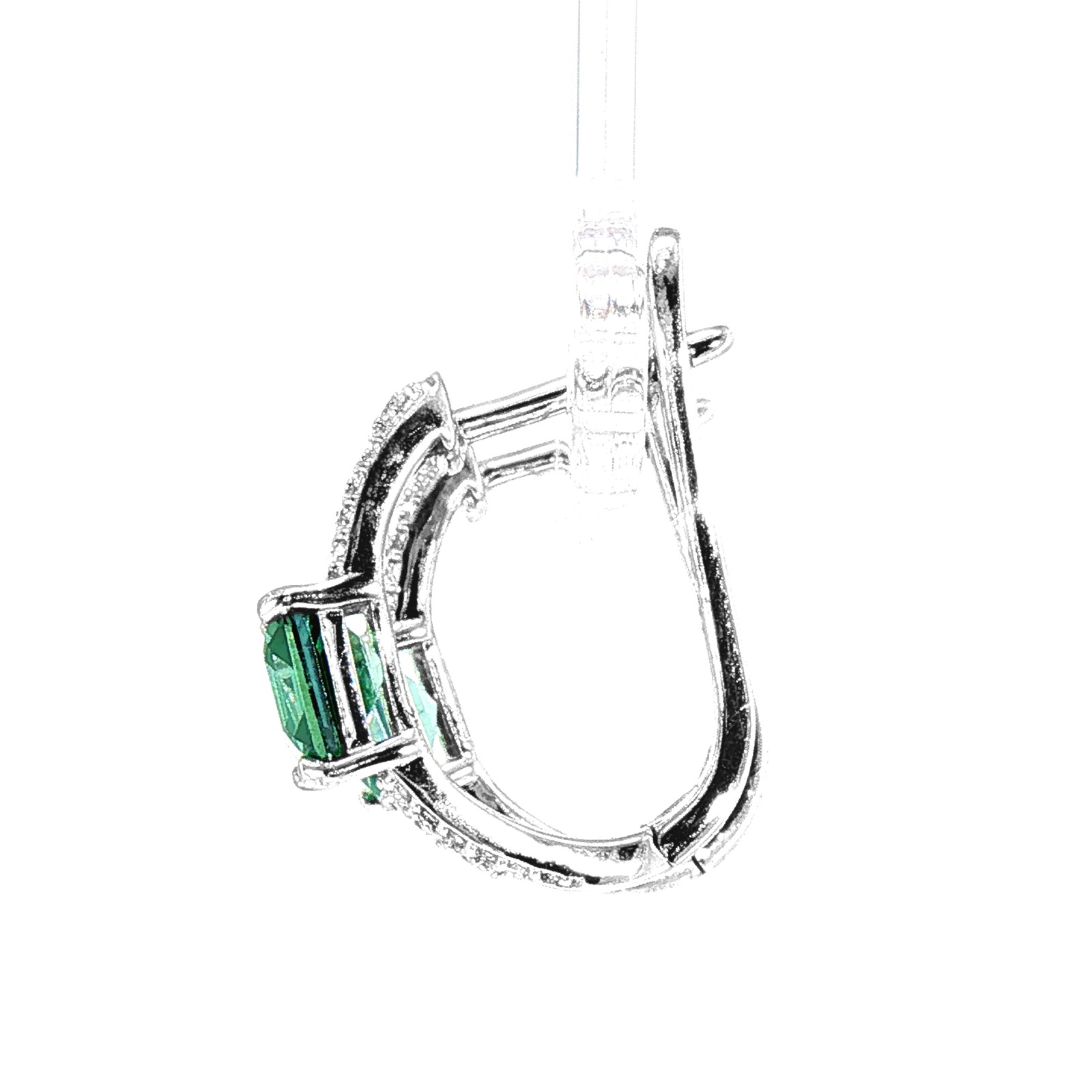 Green Topaz Gemstone 925 Sterling Silver Octagon Earrings Top Rich Green