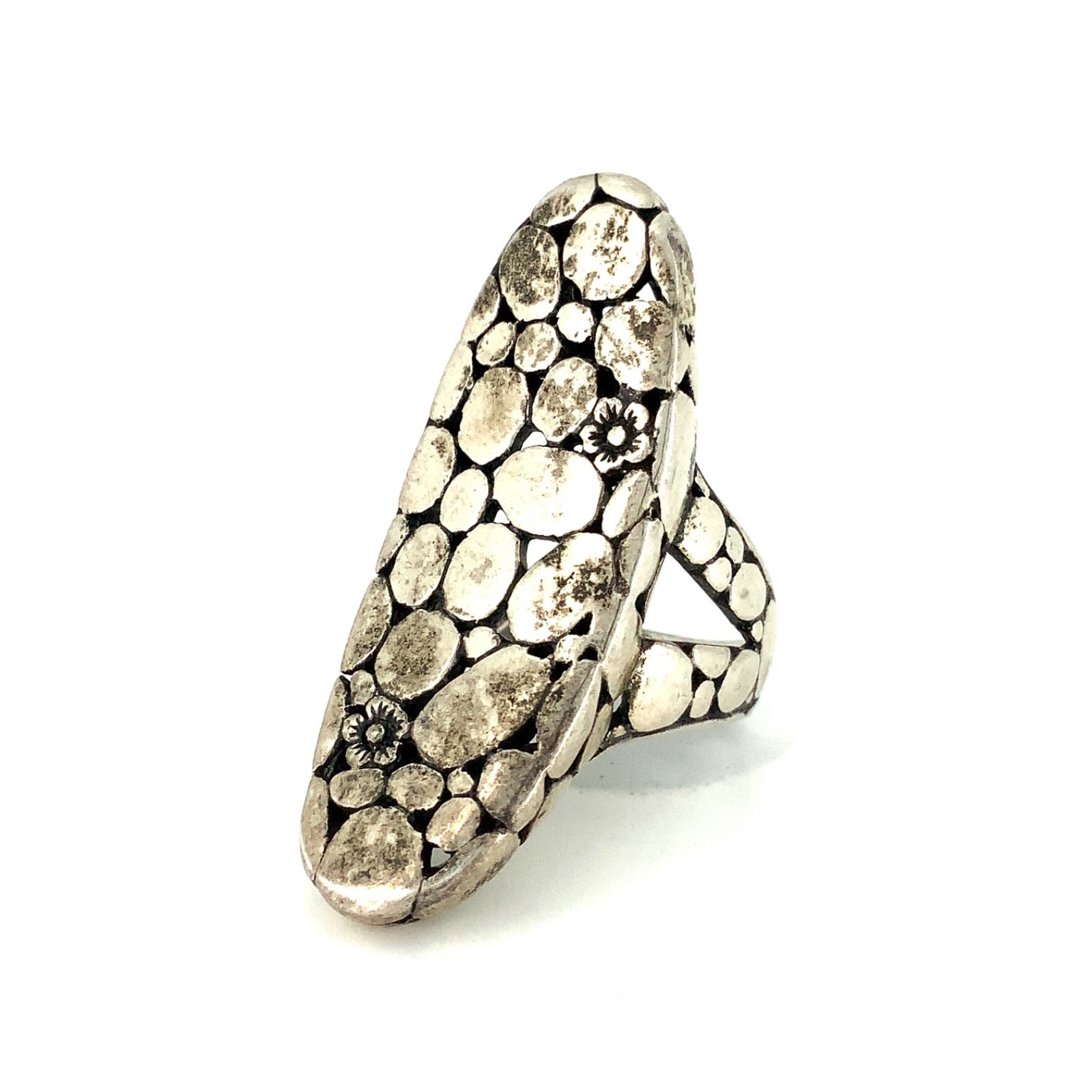 Bangkok Ratnaraj Jewelers BBJ Vintage Sterling Silver Pebble Saddle Ring Sz. 7