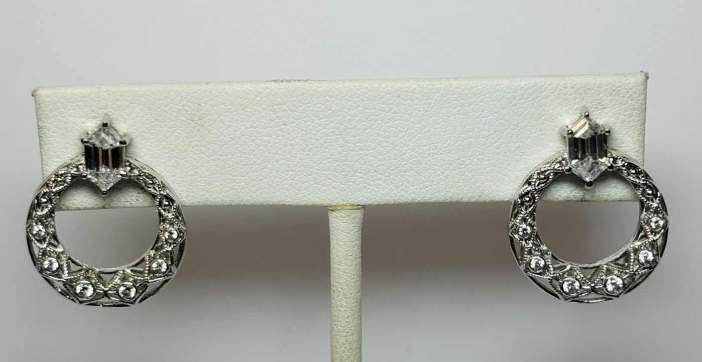Tacori IV Sterling 925 Silver Open Circle CZ Earrings -.15