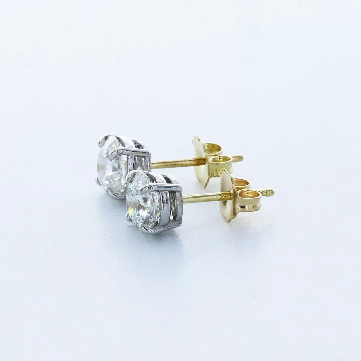 Solid 14K White Gold Stud Earrings Classic 3.01 CT Round Natural Diamond G SI1