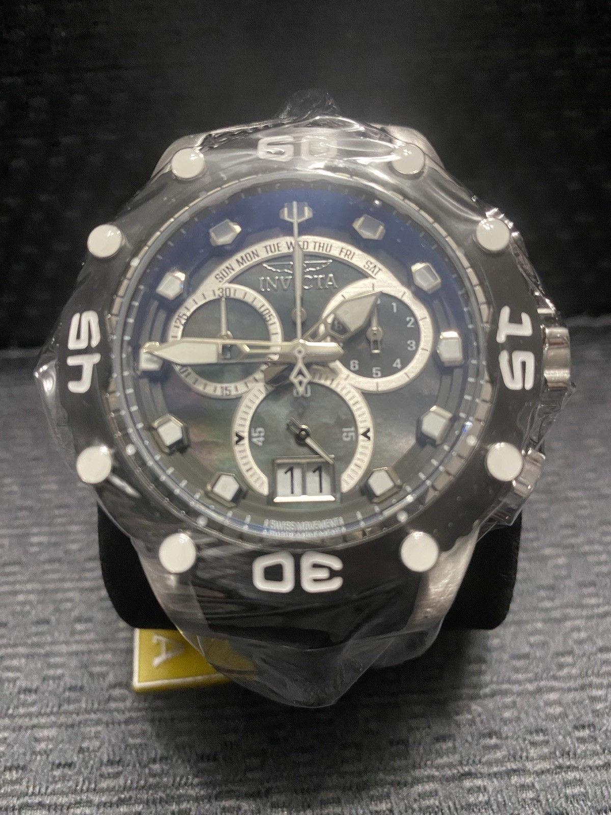 Invicta 48.5mm Subaqua Noma Vlll Swiss Quartz, Black Mop Dial Watch, Model#47291