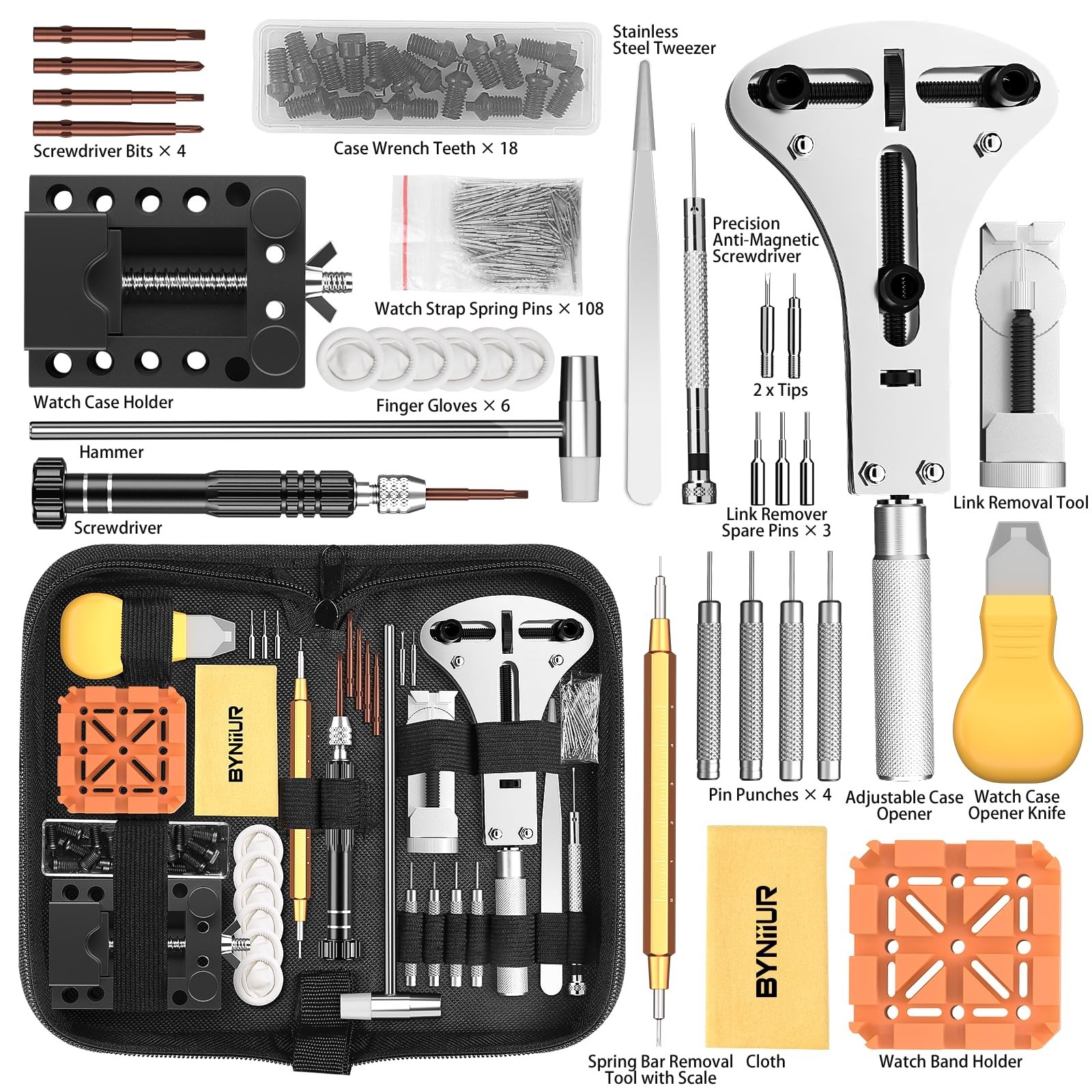 Watch Link Removal Kit & Repair Tools Set, Spring Bar Tool, Battery Replacement,