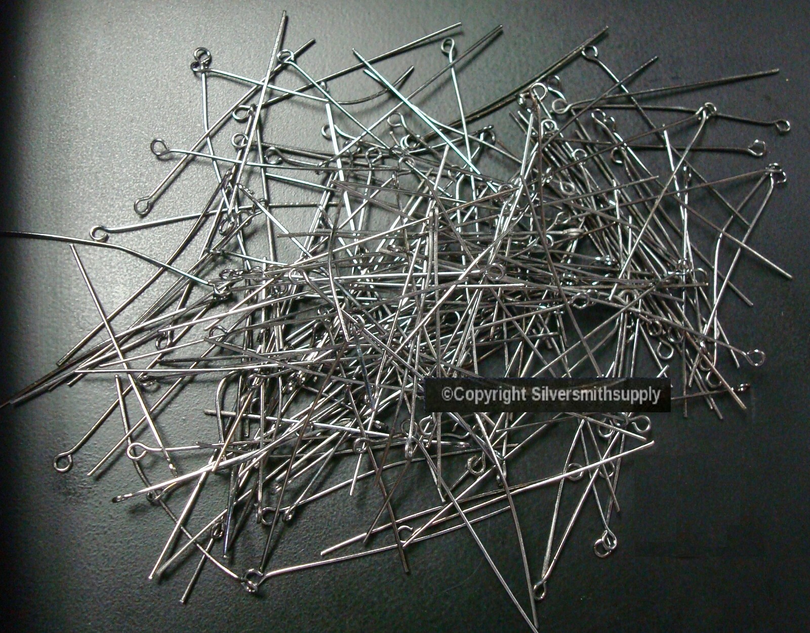 2in Black plt 20 gauge eye pins 100pcs bead findings earring parts 50mm FEP038B