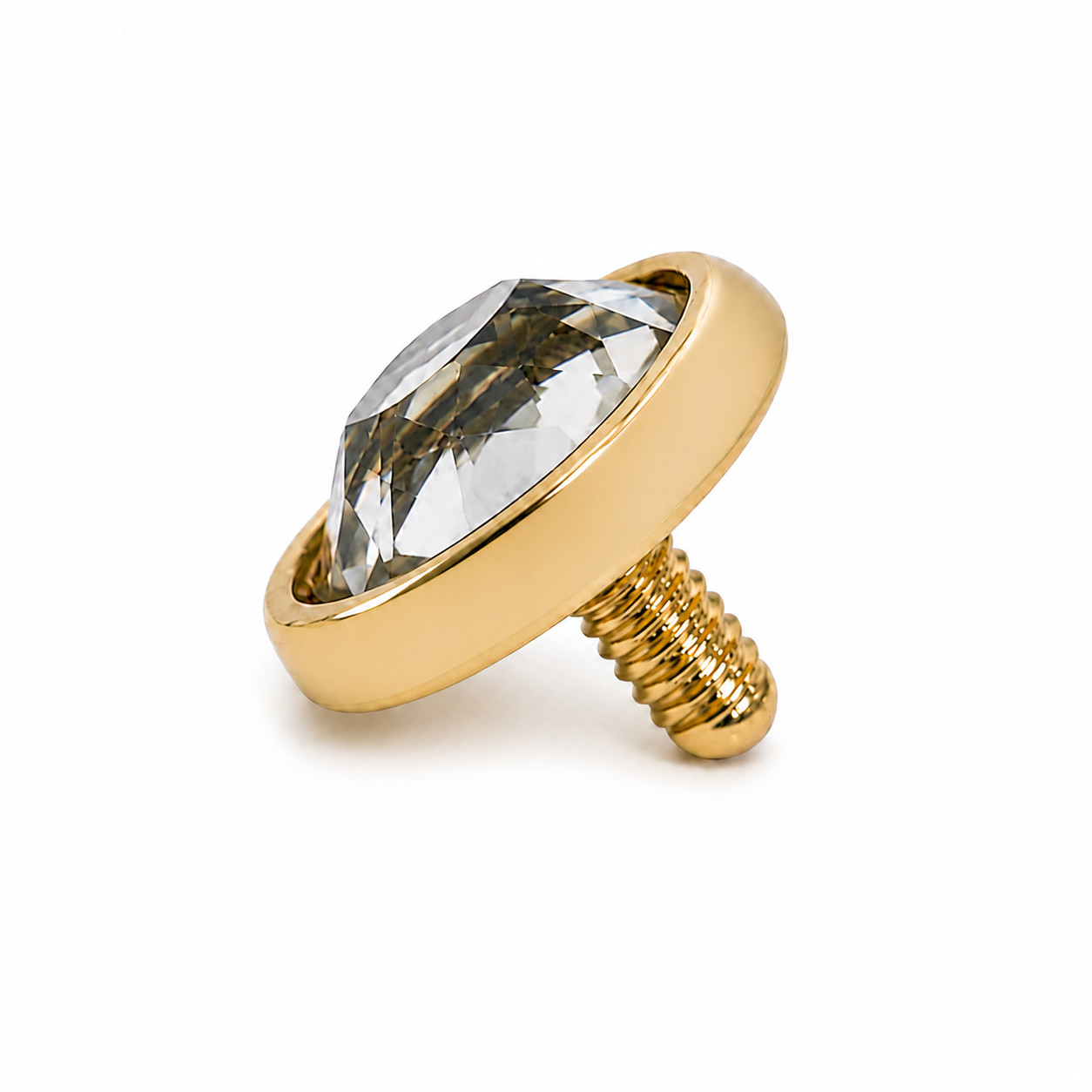 14K Gold Round 4mm Rose Natural Diamond Bezel Low Profile Dome Dermal Top