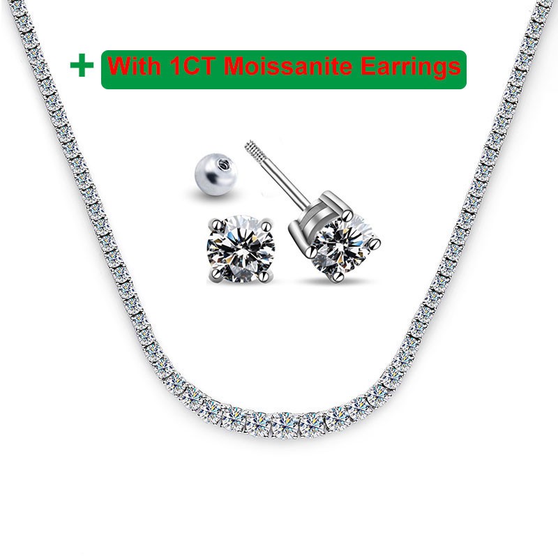 100% Real Moissanite Diamond Necklace for Women 18k White Gold Plated 925 Sterli