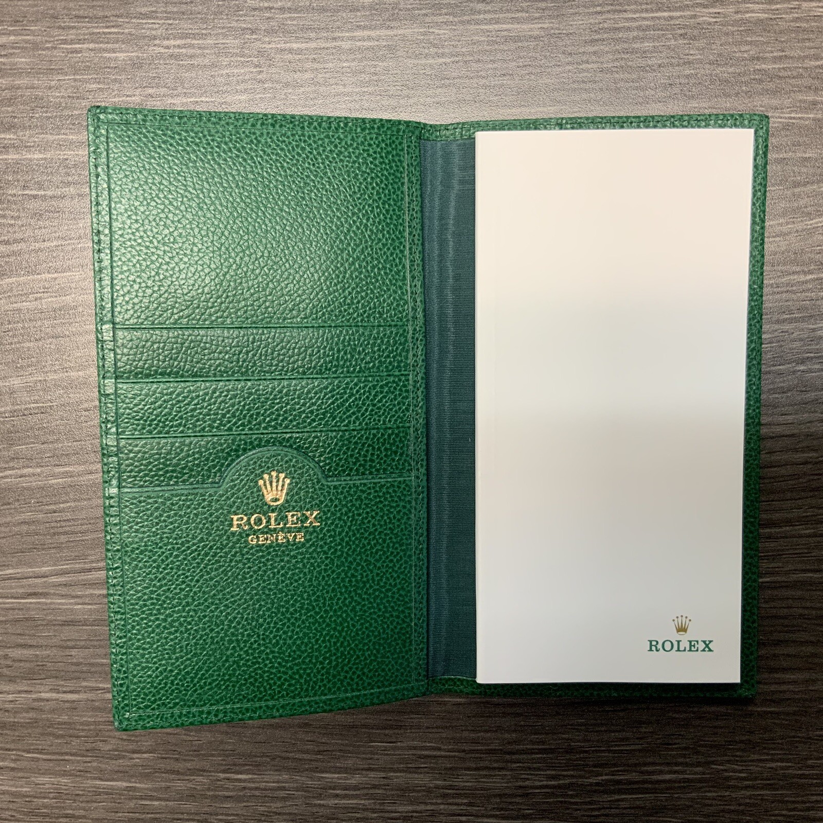 ROLEX GREEN CHECKBOOK WALLET WITH NOTEPAD INSERT -ONE PIECE FOR THE PRICE-