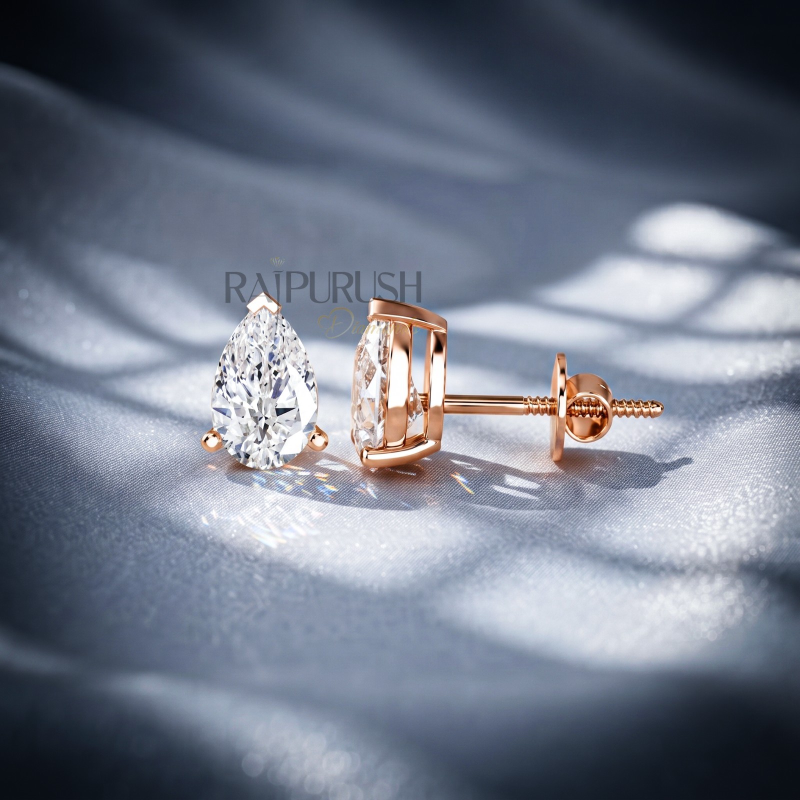 Pear Moissanite Stud Earrings VVS D Color 925 Sterling Silver Gold Plated Women