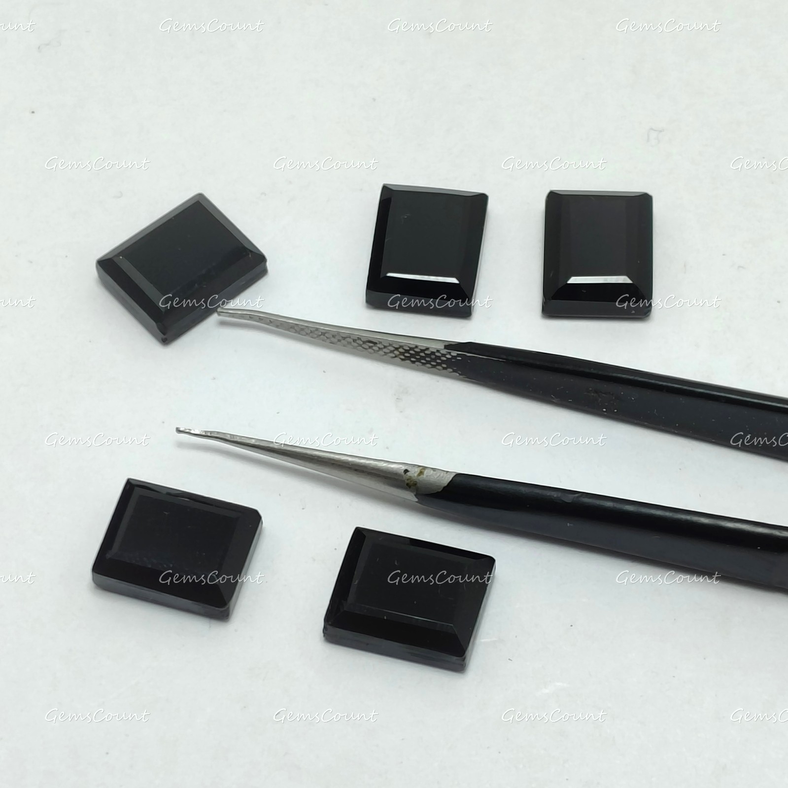 Natural Black Onyx Rectangle Flat Faceted Cut Smooth Gemstone 5x7mm-15x20mm