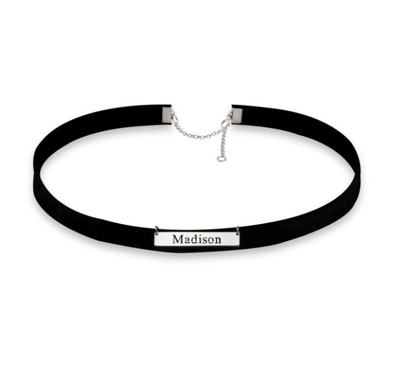 BLACK VELVET CHOKER WITH CUSTOM NAME: STERLING SILVER AND 24K GOLD
