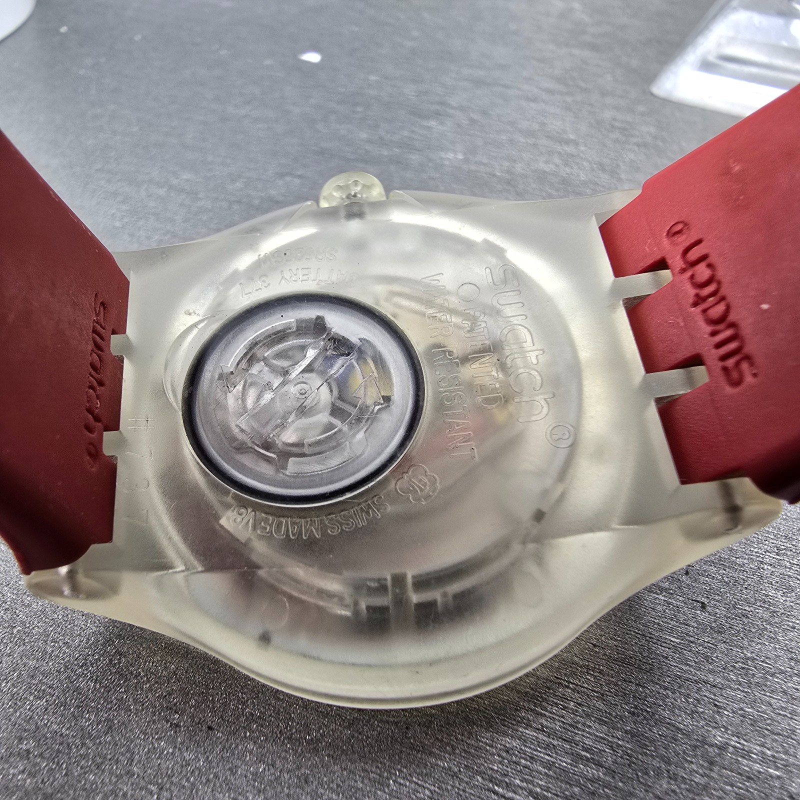 Swatch Ruby Touch Watch Men 38mm Black Dial Clear Case Daydate Round New Battery