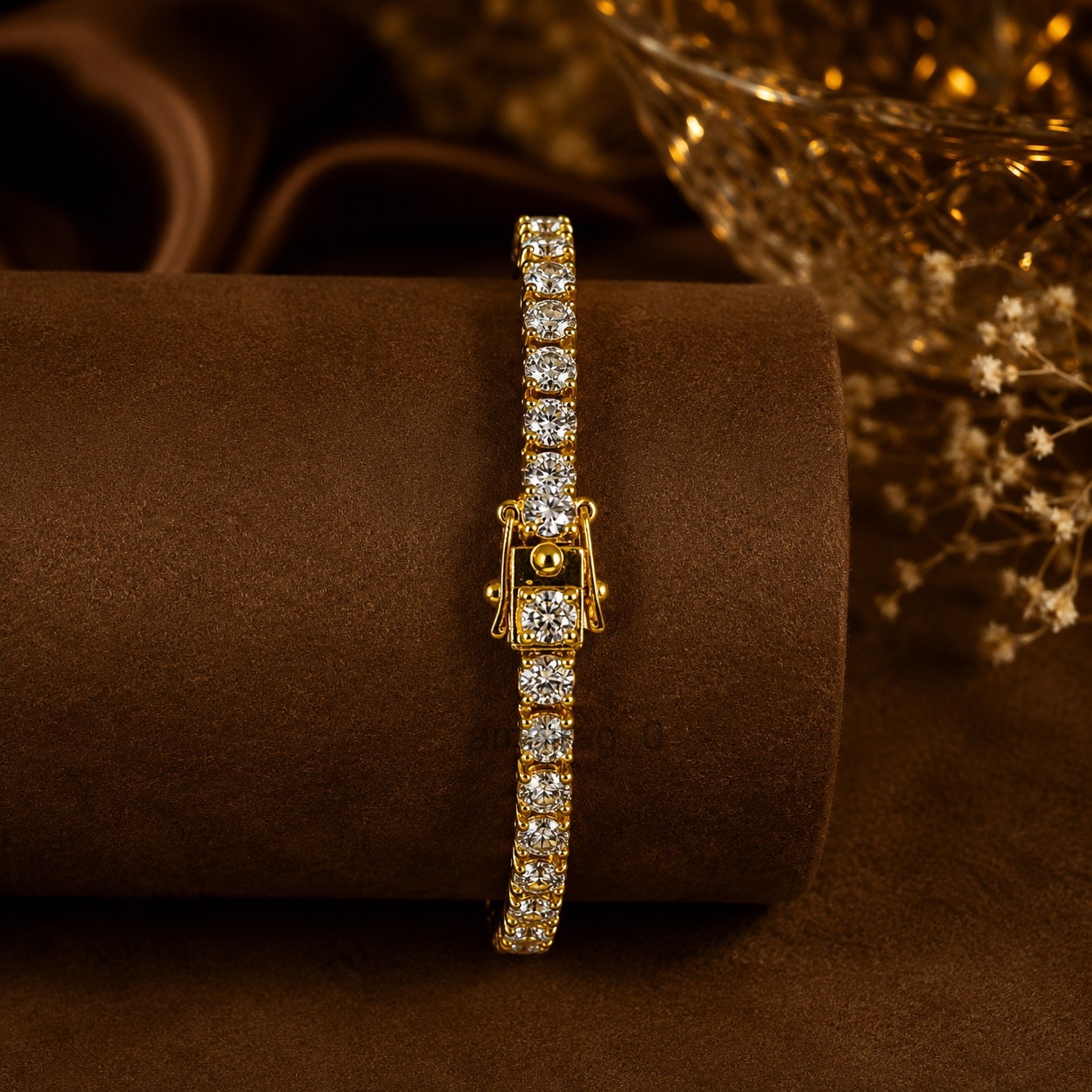 7.5″ HPHT White Diamond Unisex Tennis Bracelet VVS1 Yellow Gold Finish Certified