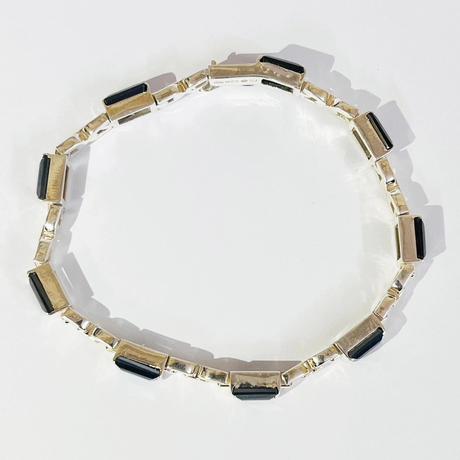 11 Ct Emerald Cut Natural Black Diamond Tennis Bracelet yellow Gold Finish
