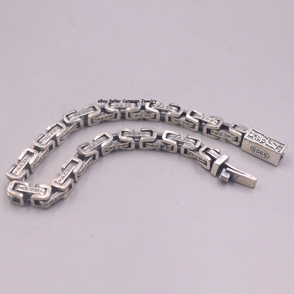 Pure S925 Sterling Silver Chain 5mm Byzantine Link Bracelet 25-26g 7.1inch