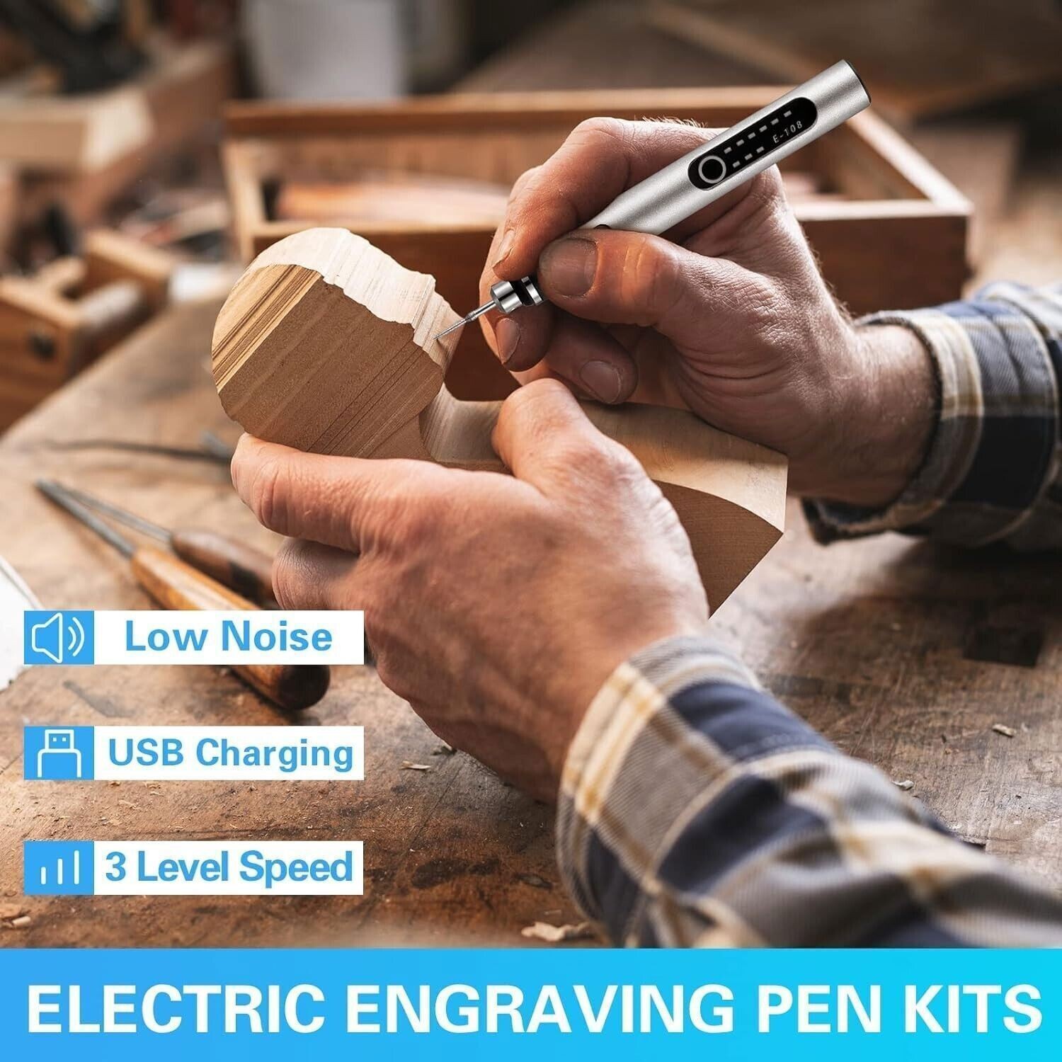 Cordless USB-Rechargeable Mini Electric Engraving Pen with 33 Bits – DIY Tool