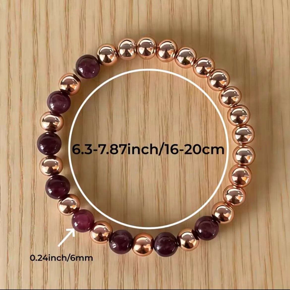 Red Garnet Copper Beaded Bracelet Natural Crystal Energy Jewelry Men Women