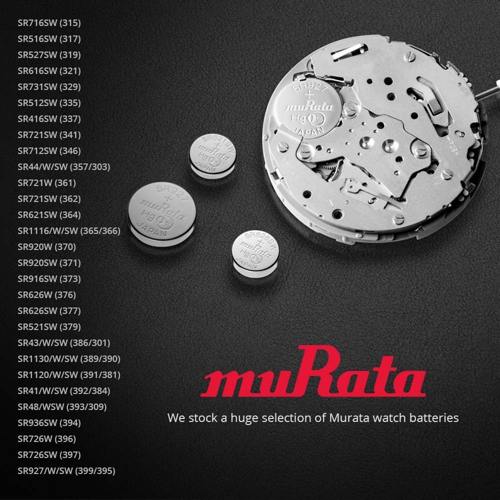 Murata 371 Battery SR920SW 1.55V Silver Oxide Watch Button Cell 100 Batteries