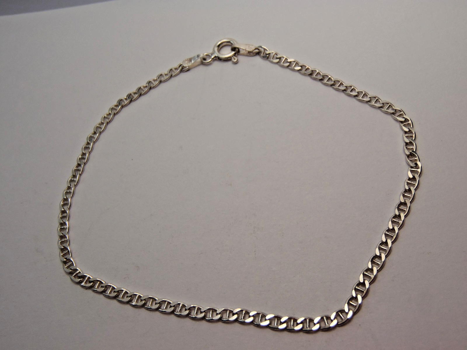 ESTATE STERLING SILVER MARINER LINK 2MM WIDE 8″ ITALY BRACELET FREE SHIPPIN