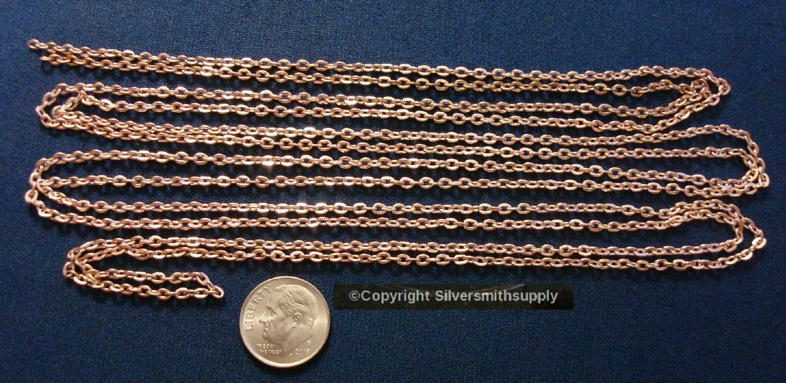 12 Ft lt rose gold plated flat cable chain 3mm x 2mm 1/8″ 13 links per in pch077