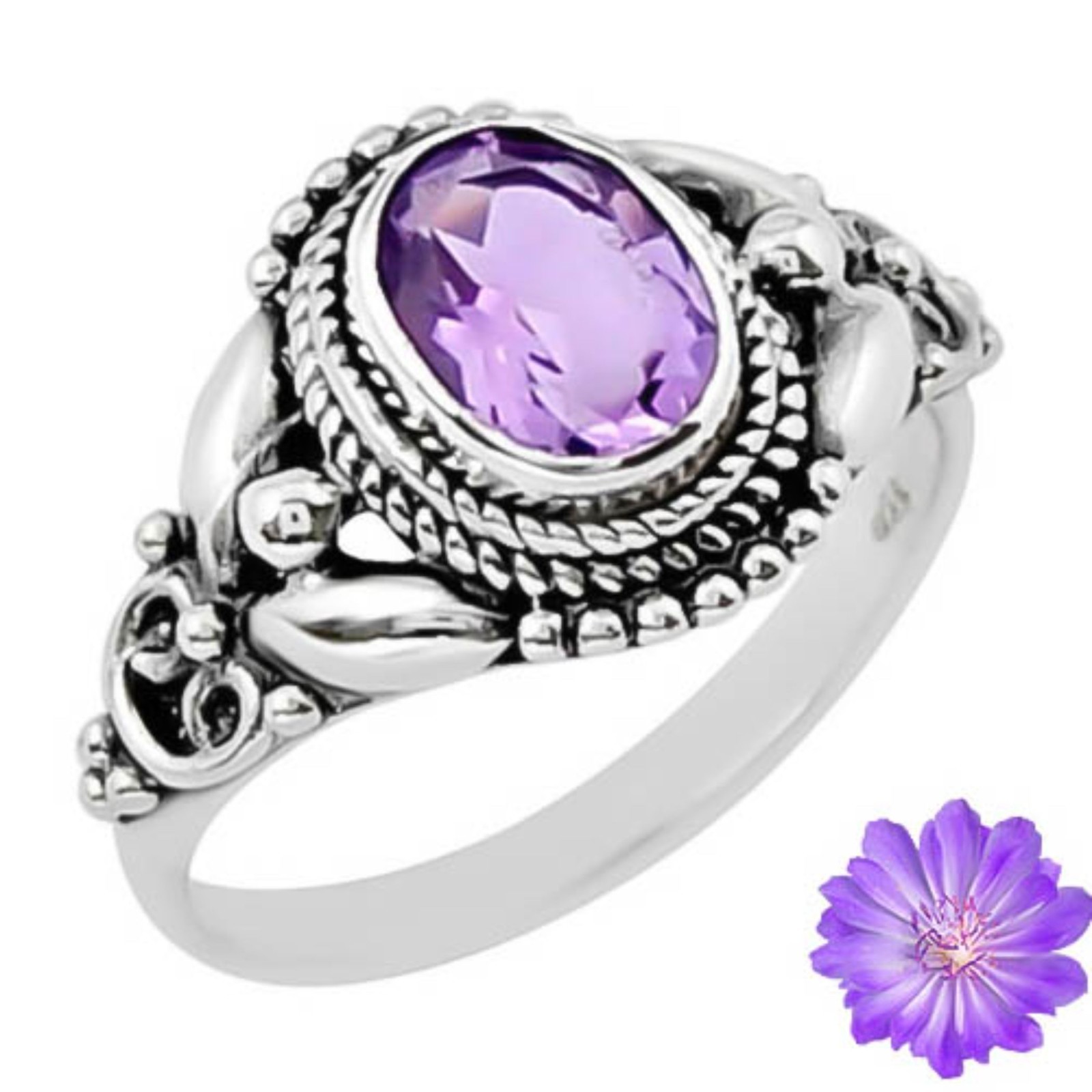 African Amethyst Gemstone 925 Sterling Silver Handmade Jewelry Ring Gift For