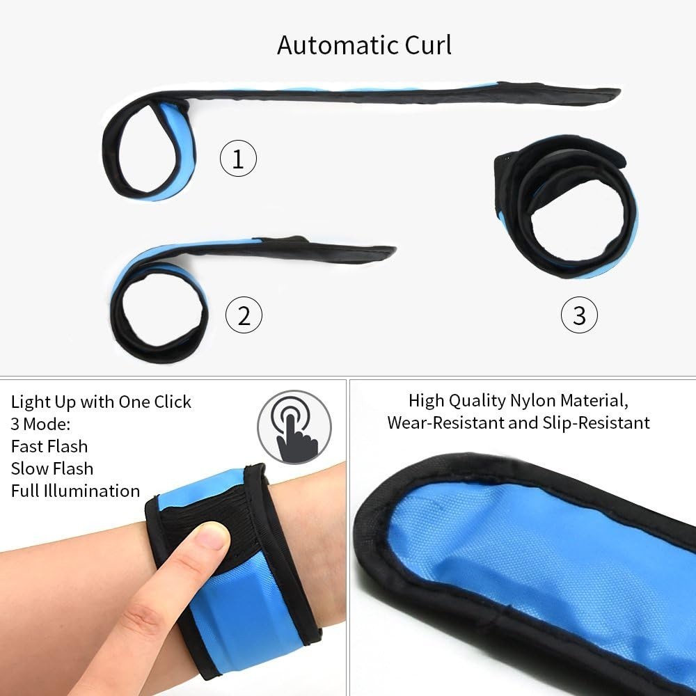 Versatile Night Visibility Wrist Bands – 6 Pack LED Slap Bracelets for All Ages