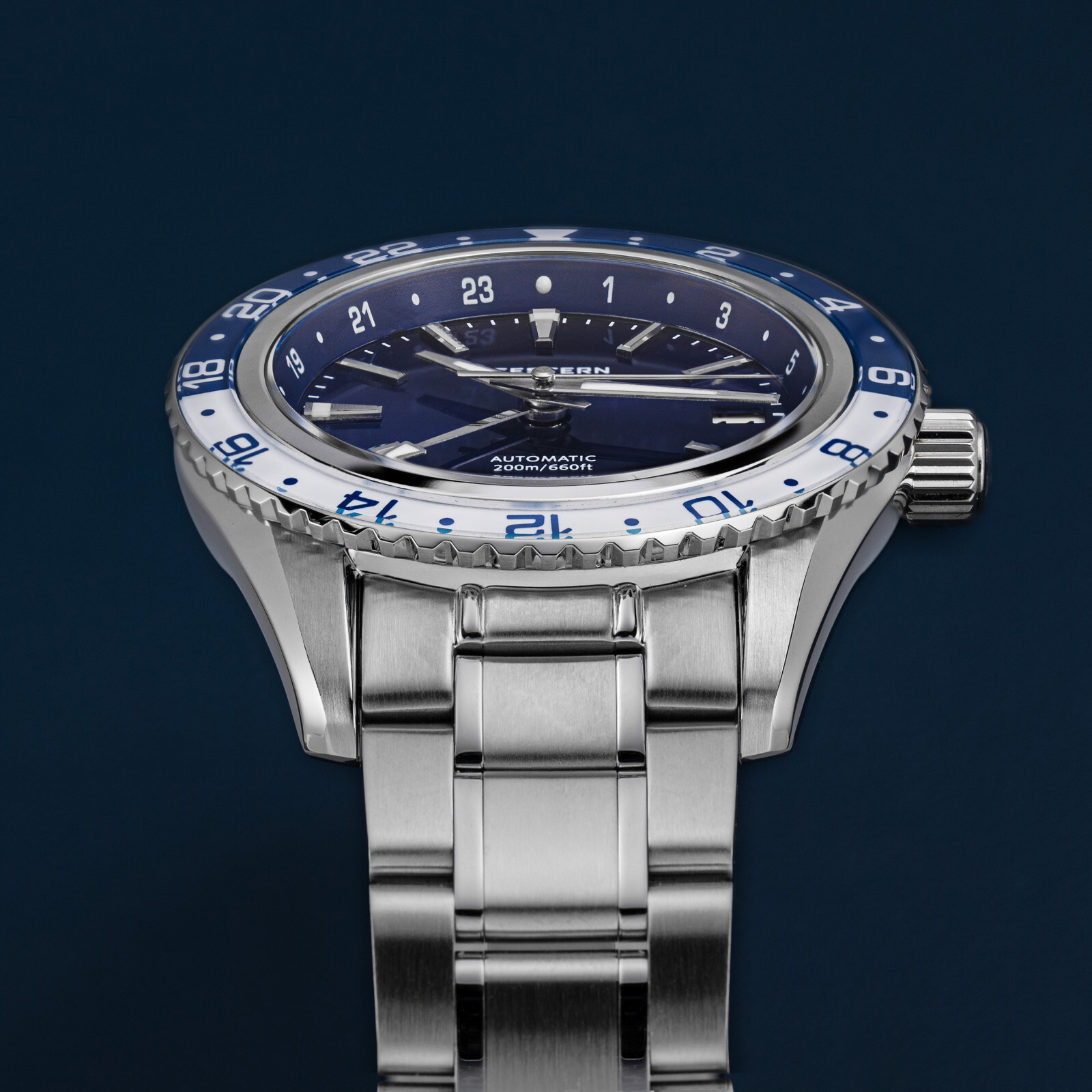Seestern GMT S456.BE Sapphire Crystal Mechanical Mens NH34 Watch SEAGULL 1963