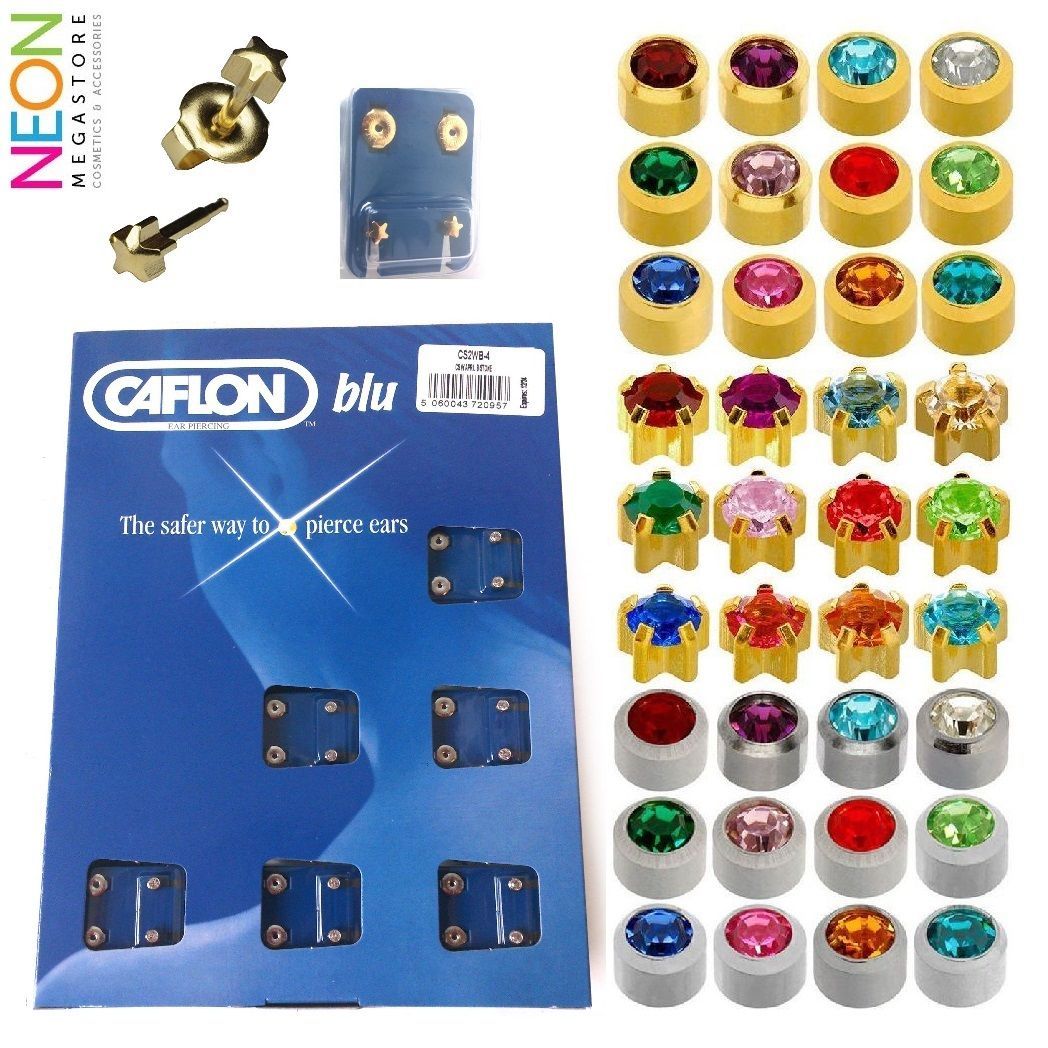 1 Pair Caflon Plain Birthstones Gold Silver Titanium Ear Piercing Stud Earrings