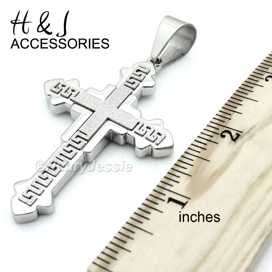 20″24″30″MEN Stainless Steel 8mm Silver Interlock Link Necklace Cross Pendant*20