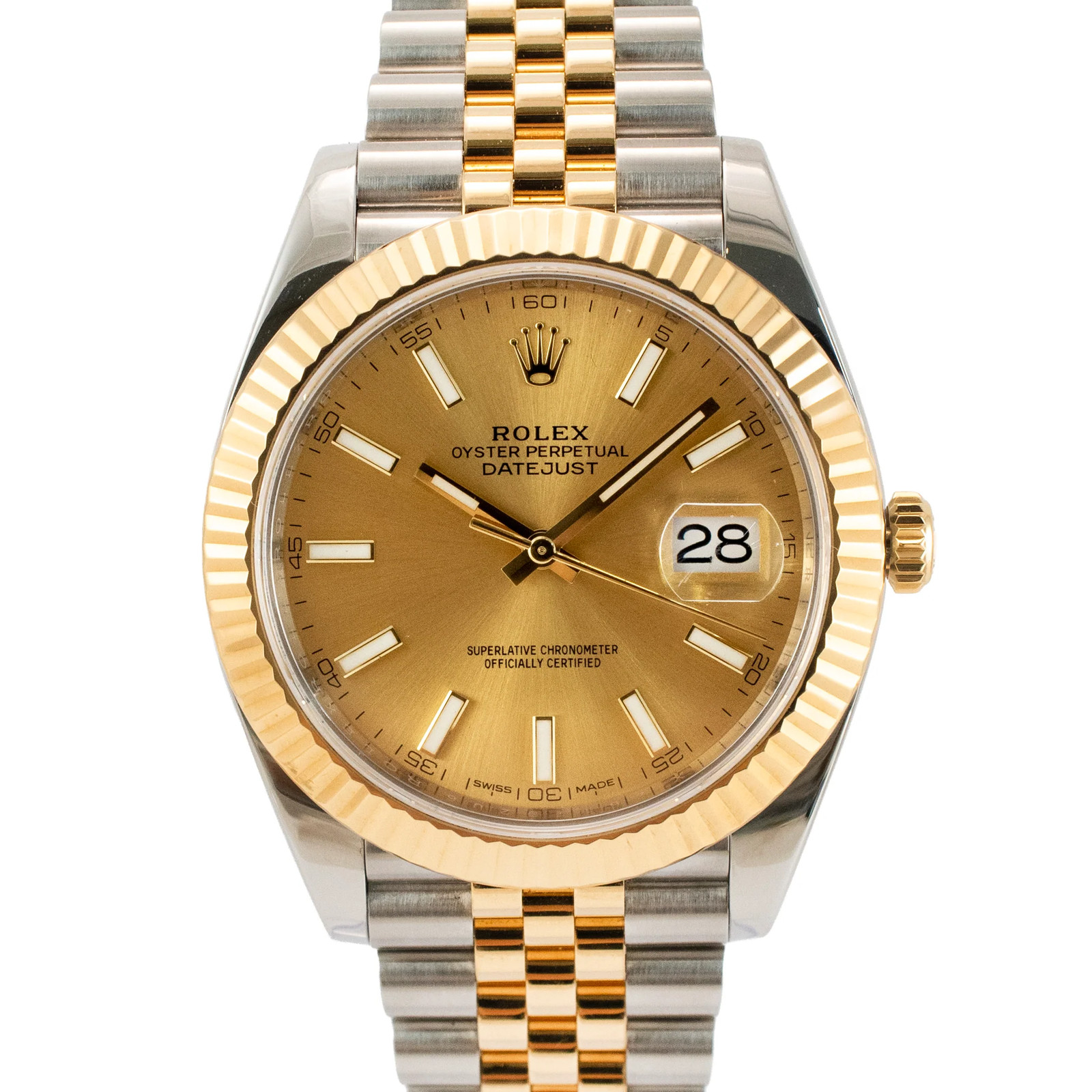 Rolex Datejust 41MM 126333 Champagne Dial Fluted Jubilee Gold Steel Watch