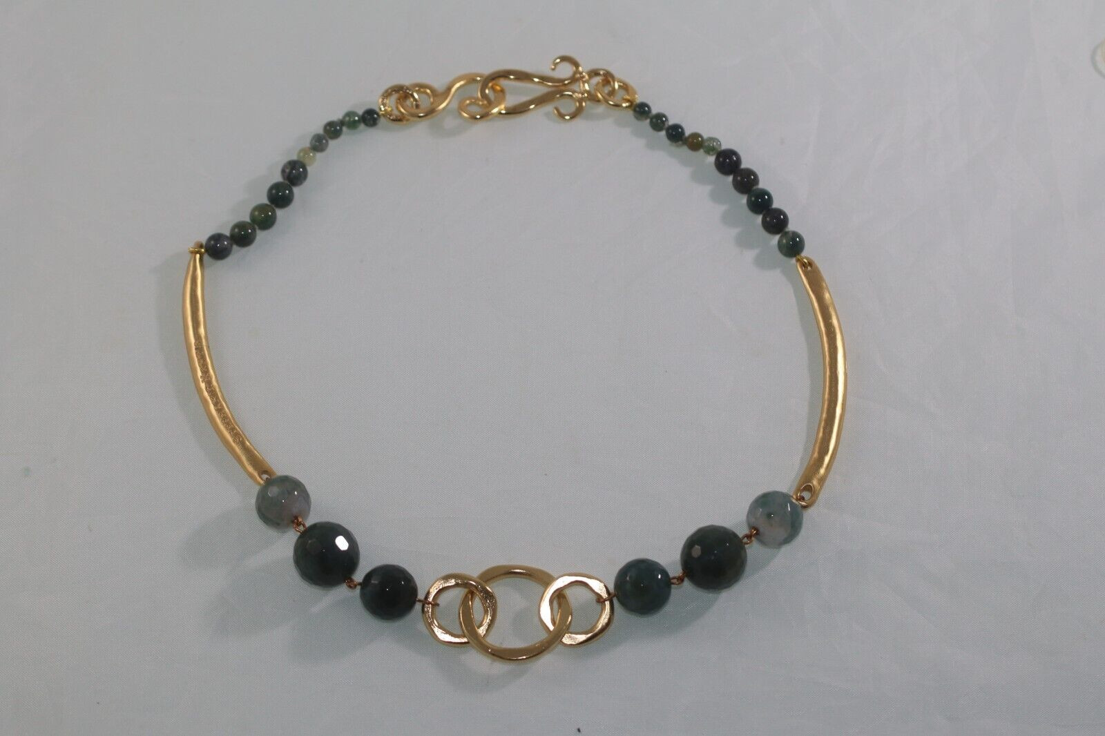 Stephanie Kantis Designer 24K Gold Plate green stone necklace