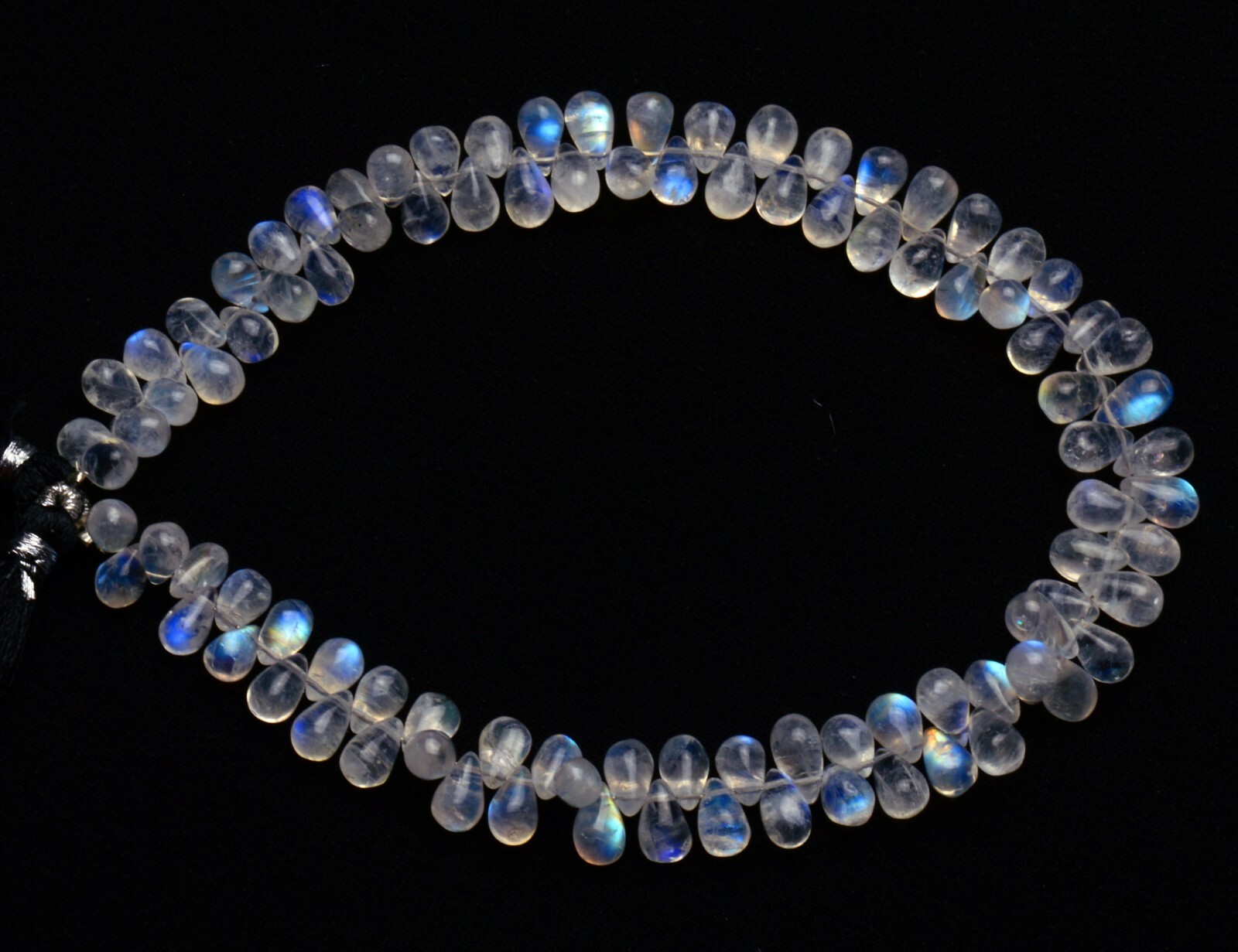 Natural Gem Rainbow Moonstone 7x5mm Approx Size Teardrop Shape Smooth Beads 10″