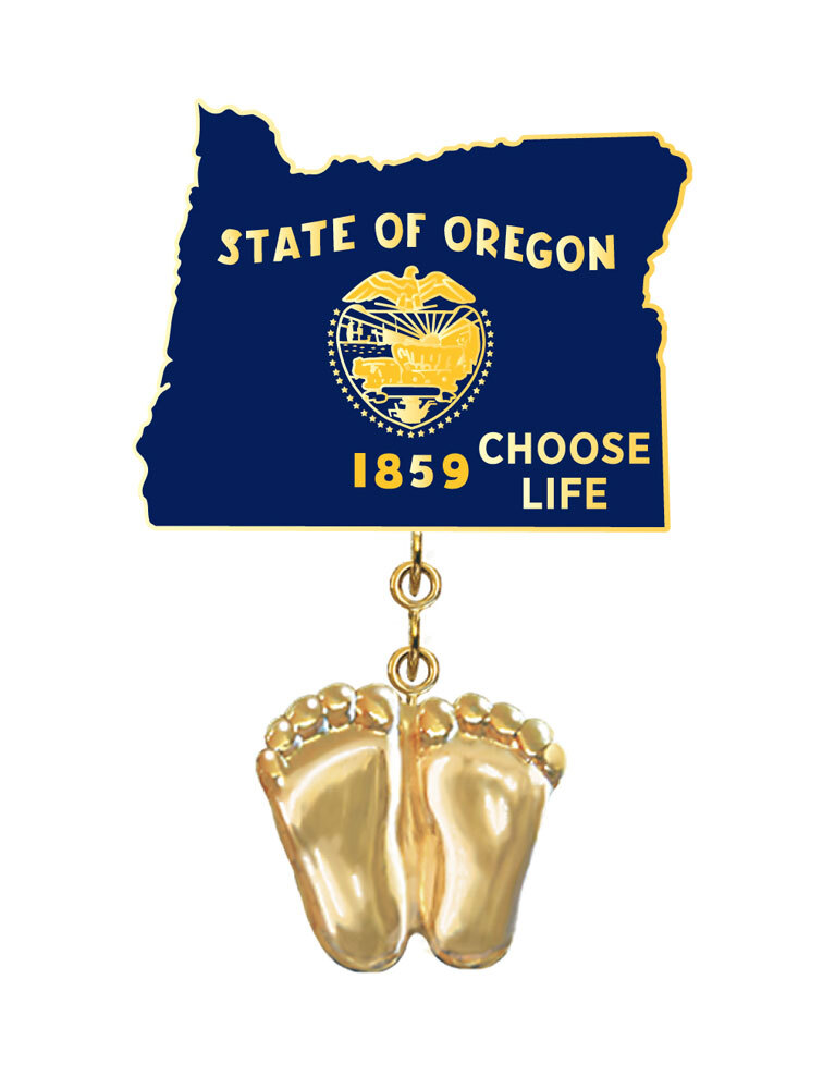 Precious Feet, 14K Gold Plated, Oregon Flag Jewelry, Lapel Pin
