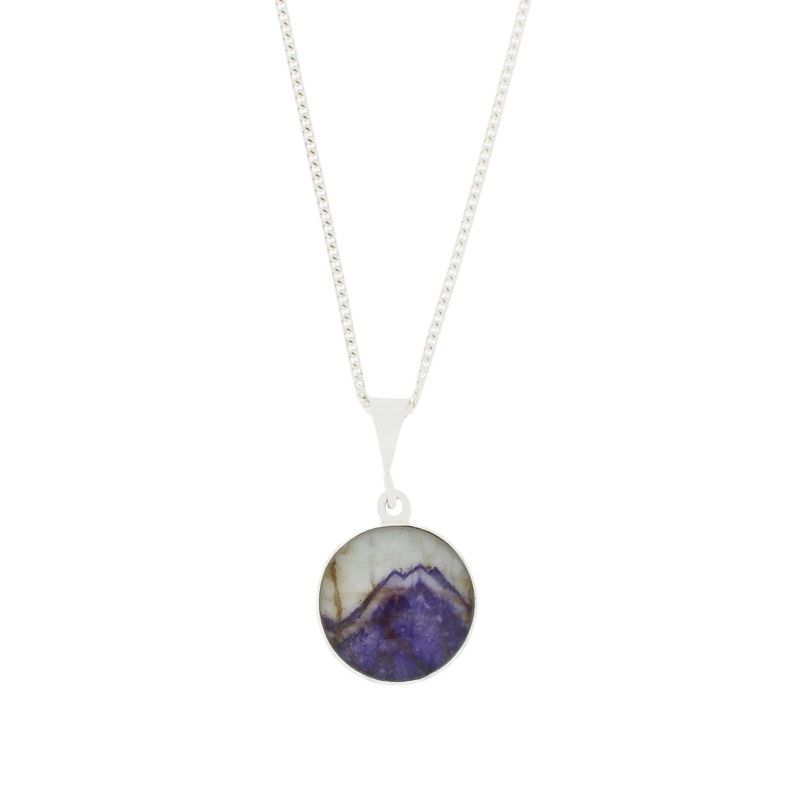 Derbyshire Blue John and Turquoise Sterling Silver Round Necklace DBJ806