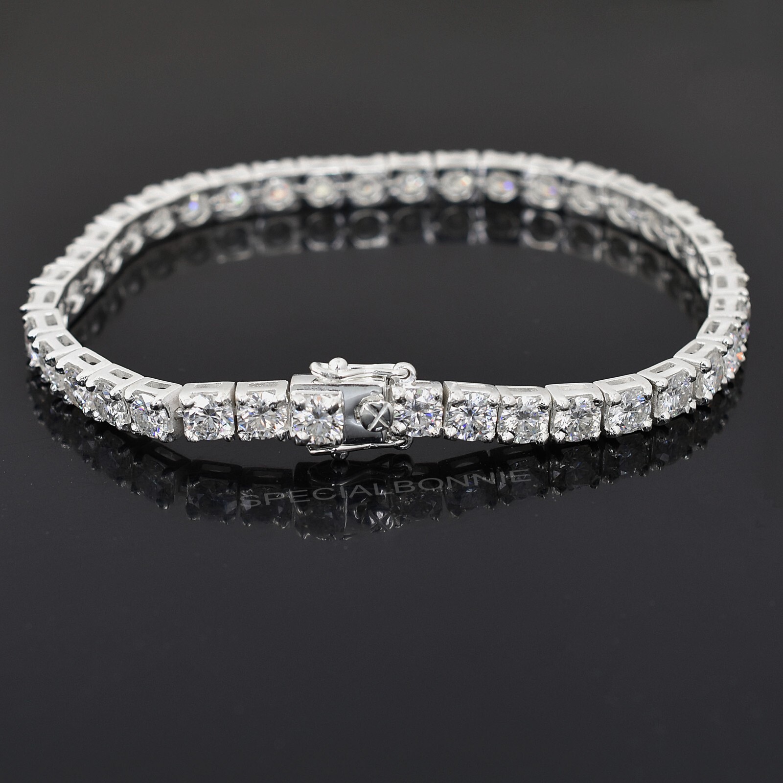 15.50Ct, 4.5mm Diamonds Tennis Bracelet-Great Shine & Luster! FREE Diamond studs