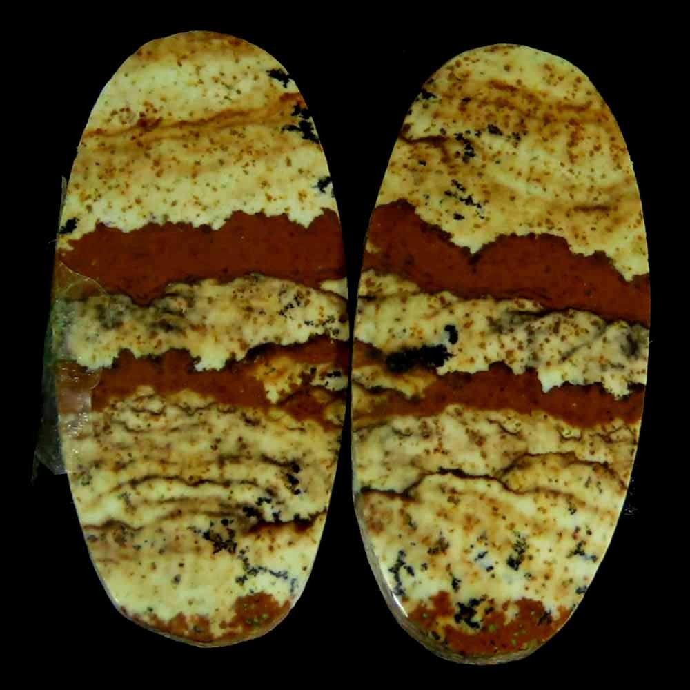 22.40Cts.100%Natural Designer Picture Jasper Pair Oval Cab 11x25x4mm Gemstone