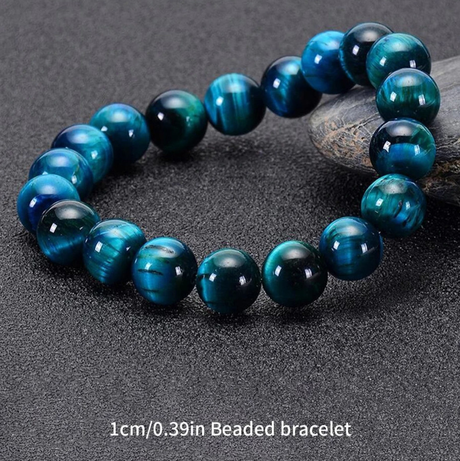 1Pc Blue Tiger Eye Stone Beaded Bracelet 6/8/10mm Natural Strand Jewelry