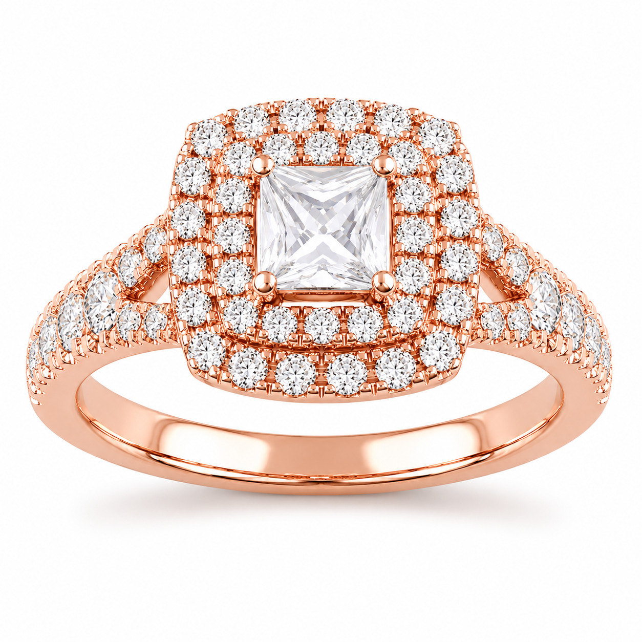 1.00Ct Pear & Round Moissanite Halo Engagement Ring in 925 Silver for Women
