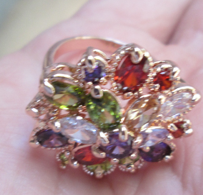 Multicolor AAA Swiss Zircon 18k Rose Gold Plated Ring